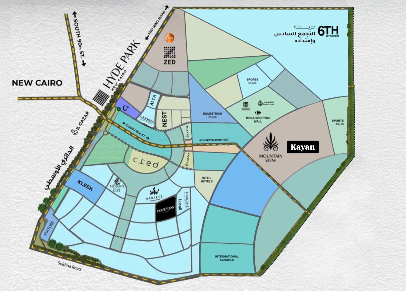 خريطة موقع مشروع ماونتن فيو جراند فاليز في العاصمة الإدارية الجديدة